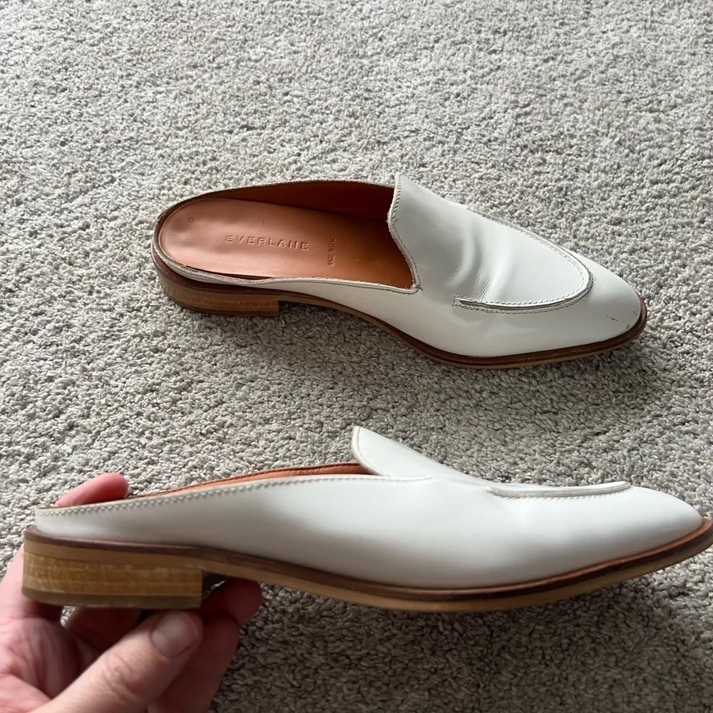 Everlane Womens Size 7.5 The Modern Loafer Mule White Patent Leather Slip On - Picture 2 of 7